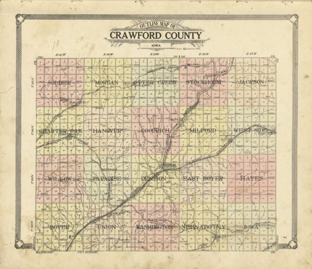 1908 Crawford County Iowa Map