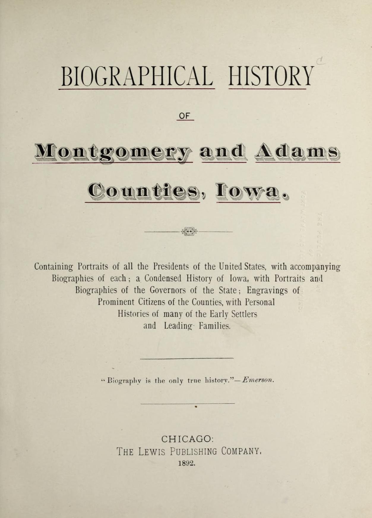 Biography of W. Anthony of Corning, Iowa Iowa Genealogy