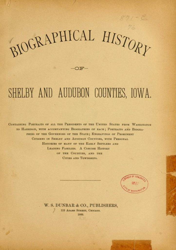 Biographical history of Shelby and Audubon counties, Iowa