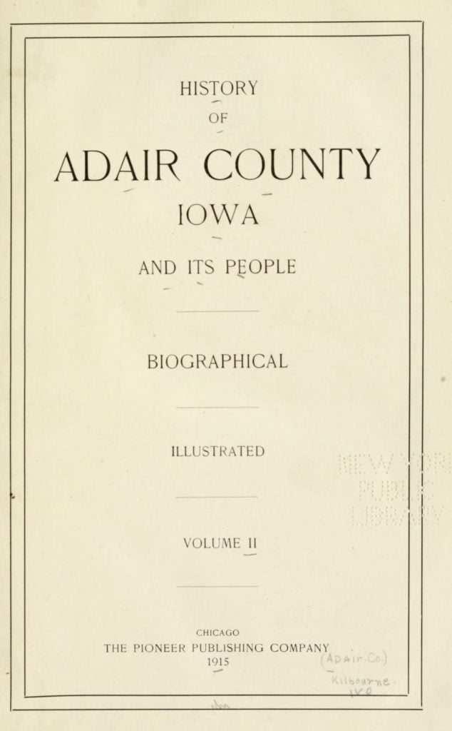 History of Adair County, Iowa, and its people vol 2 title page