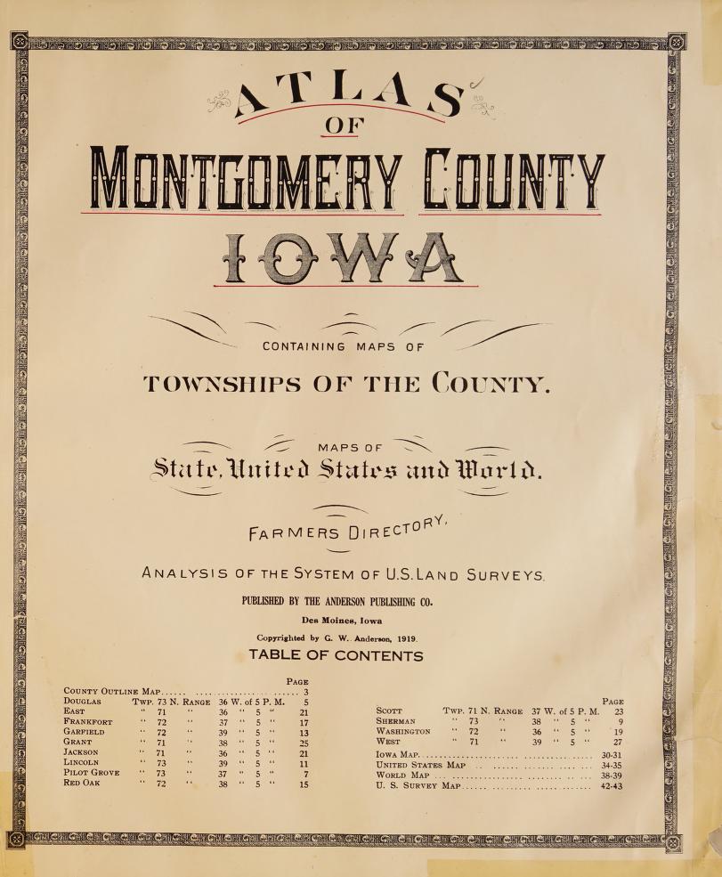 1919 Atlas of Montgomery County, Iowa title page